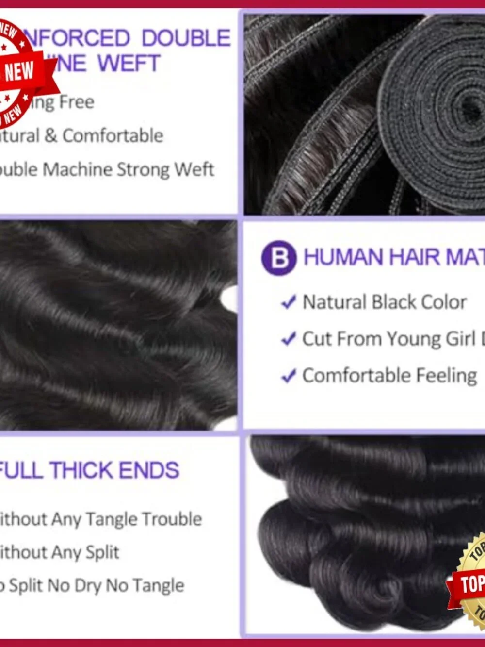 18 20 22 Inch Brazilian Virgin Hair Extensions Body Wave Double Weft